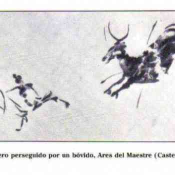 Click para ampliar. Pulsa en el nombre para ver la ficha. Arte Levantino: cazador huyendo de un toro